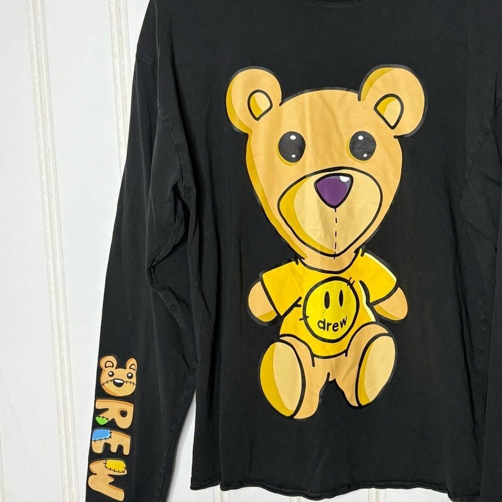 Drew House Theodore Bear Long Sleeve Black Graphic Tee Mens S Justin Bieber 412